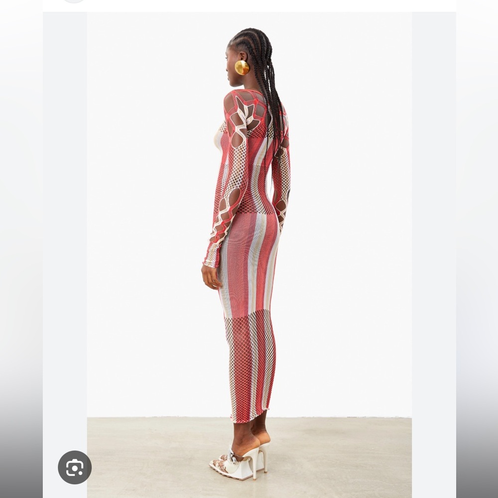 NWT Poster Girl Koral Bodycon Maxi Dress Cutouts Burgundy Multi